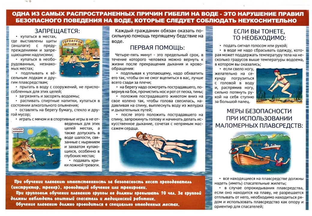 Рекомендуем ознакомиться с памяткой по обеспечению безопасности на водных объектах